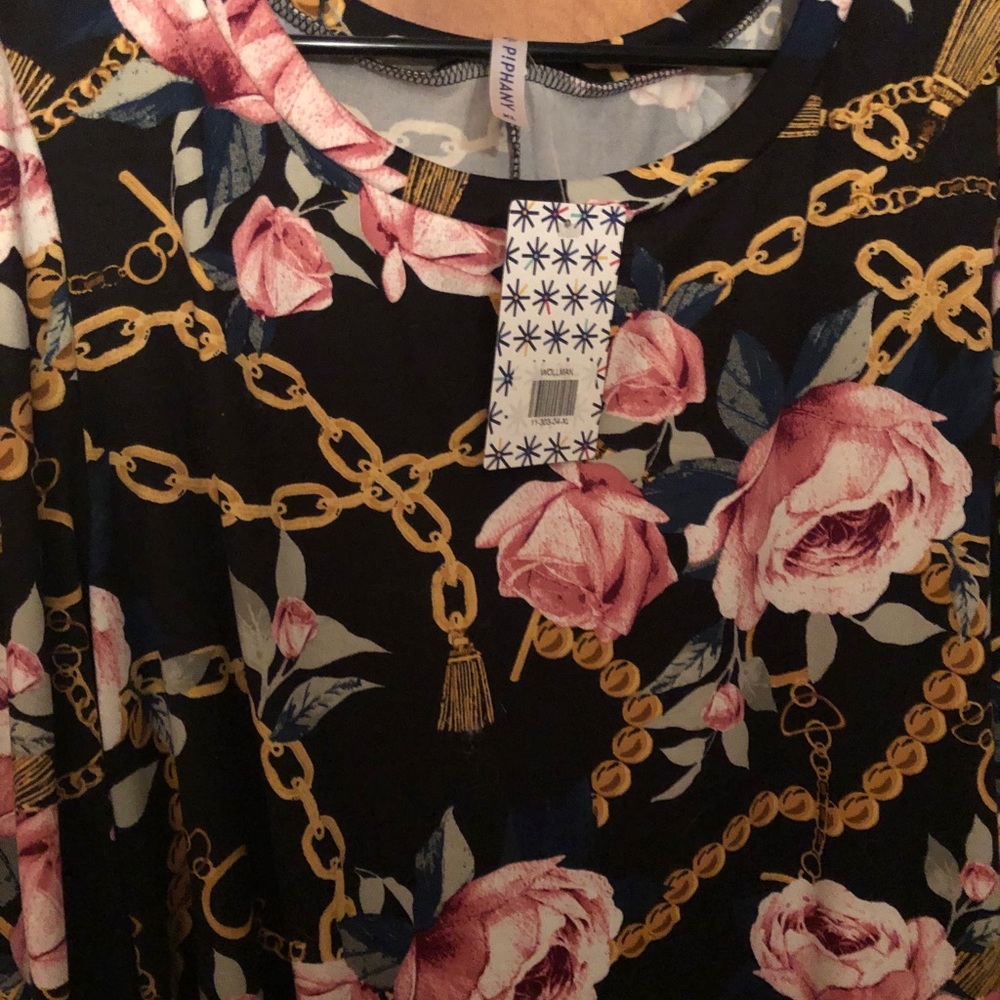 Piphany Wollman Dress New Black Print XL